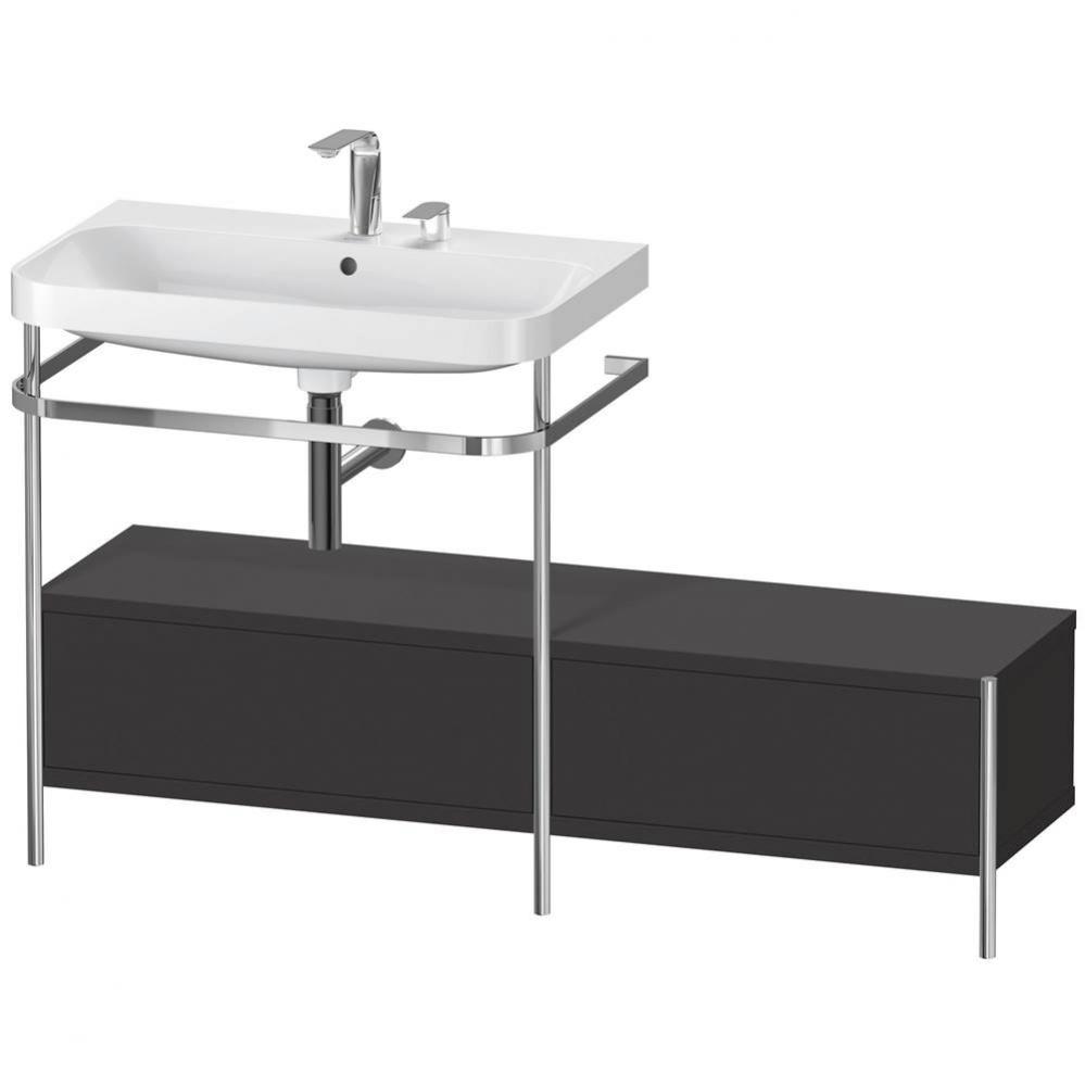 Happy D.2 Plus C-Shaped Vanity Kit with Sink and Metal Console Graphite