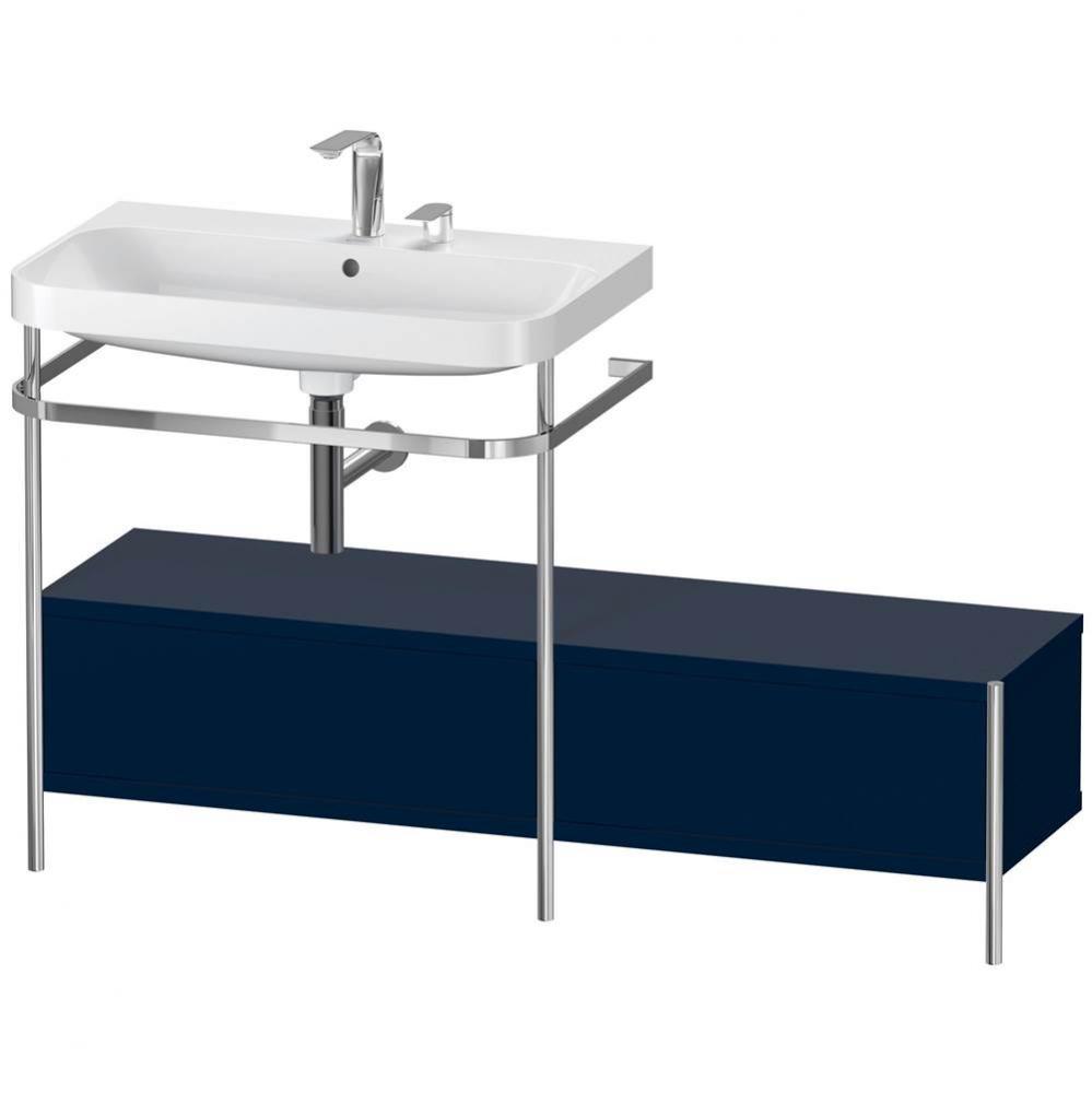 Happy D.2 Plus C-Shaped Vanity Kit with Sink and Metal Console Midnight Blue