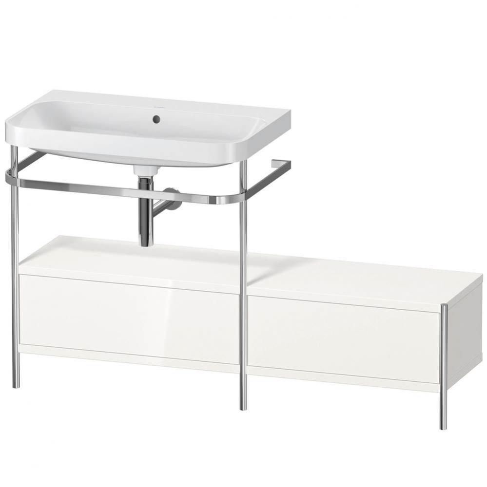 Happy D.2 Plus C-Shaped Vanity Kit with Sink and Metal Console White