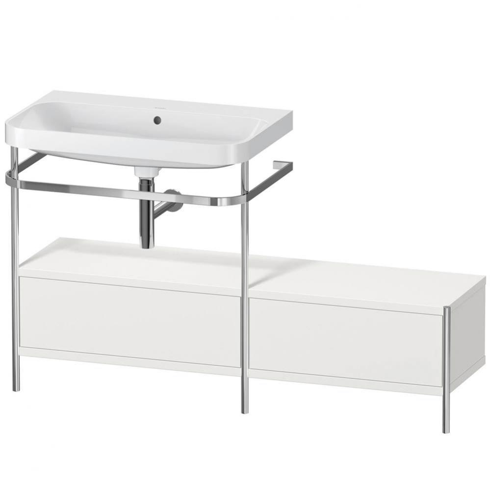 Happy D.2 Plus C-Shaped Vanity Kit with Sink and Metal Console Nordic White