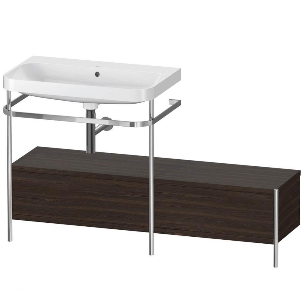 Happy D.2 Plus C-Shaped Vanity Kit with Sink and Metal Console Walnut Brushed