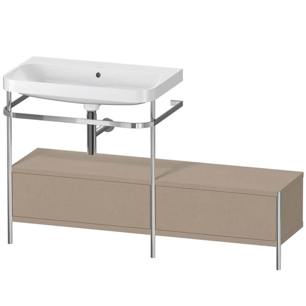 Happy D.2 Plus C-Shaped Vanity Kit with Sink and Metal Console Linen