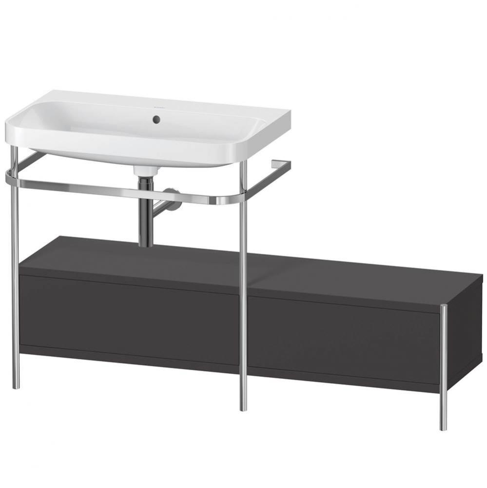 Happy D.2 Plus C-Shaped Vanity Kit with Sink and Metal Console Graphite