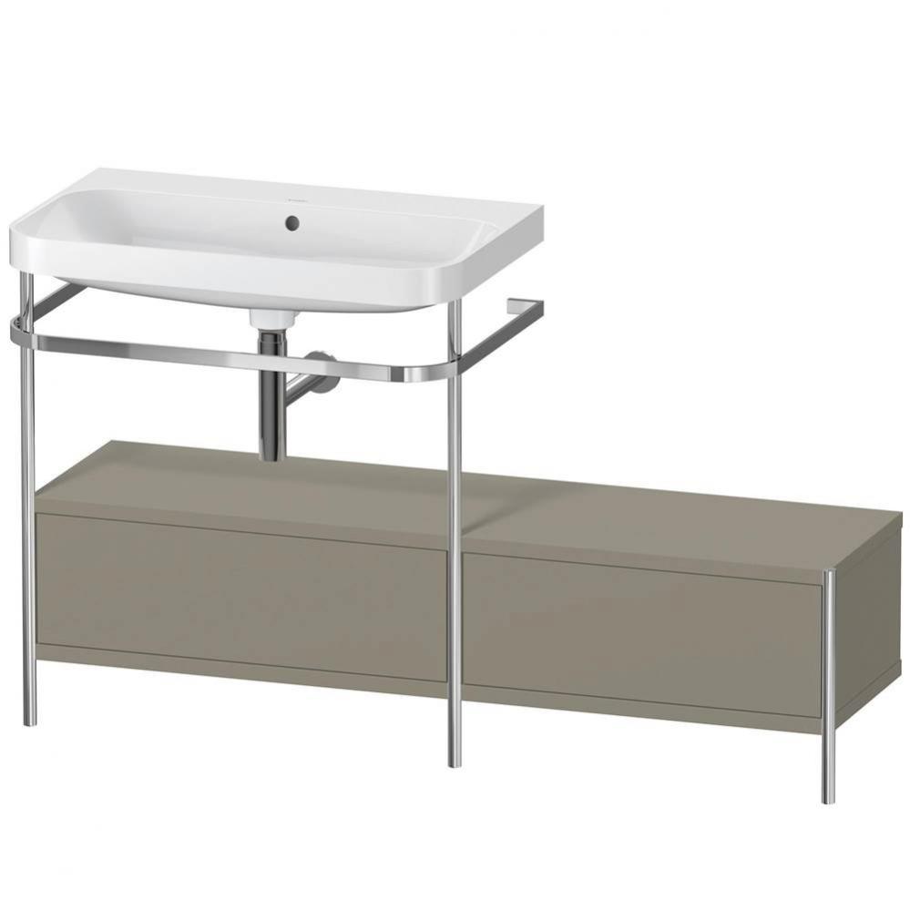 Happy D.2 Plus C-Shaped Vanity Kit with Sink and Metal Console Stone Gray