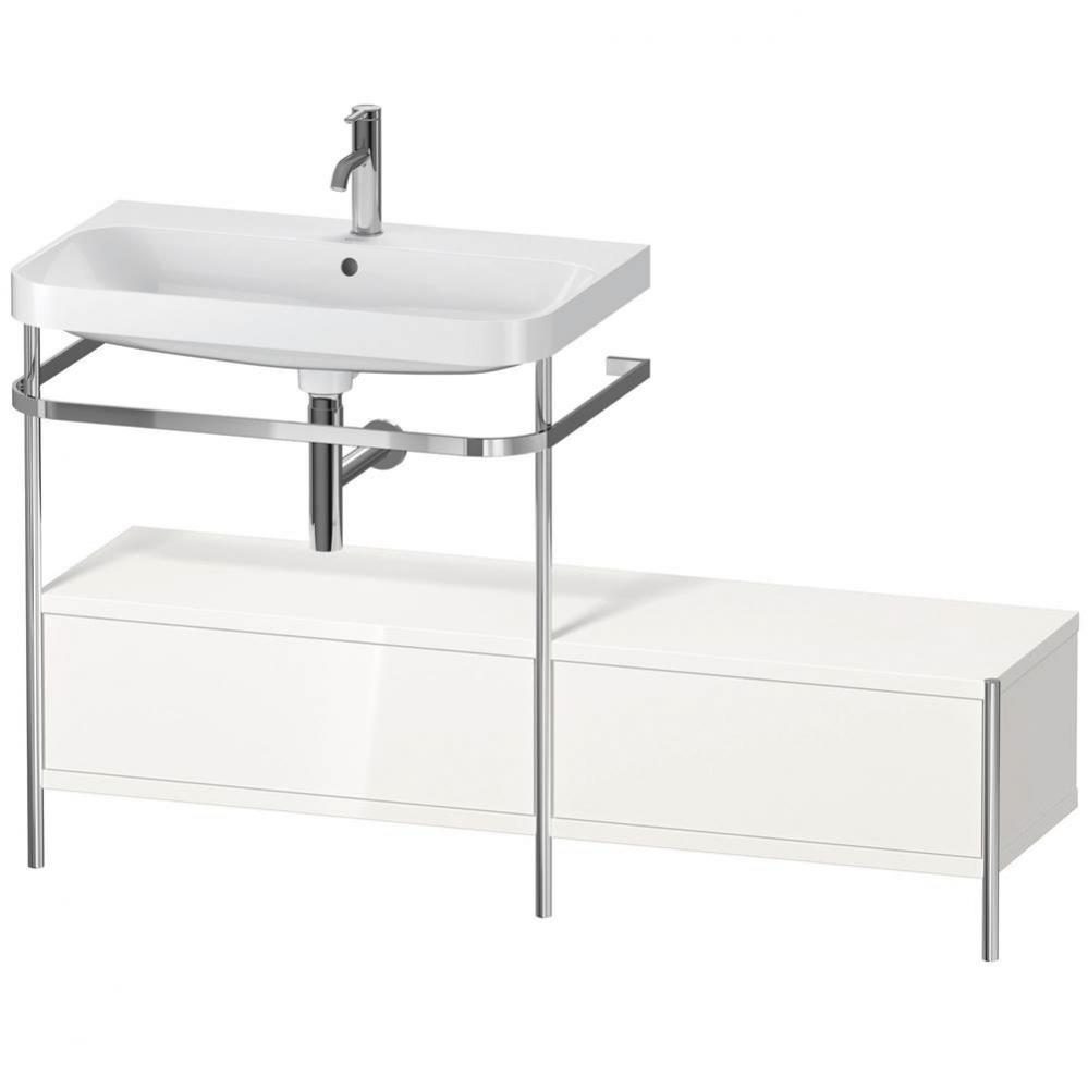 Happy D.2 Plus C-Shaped Vanity Kit with Sink and Metal Console White