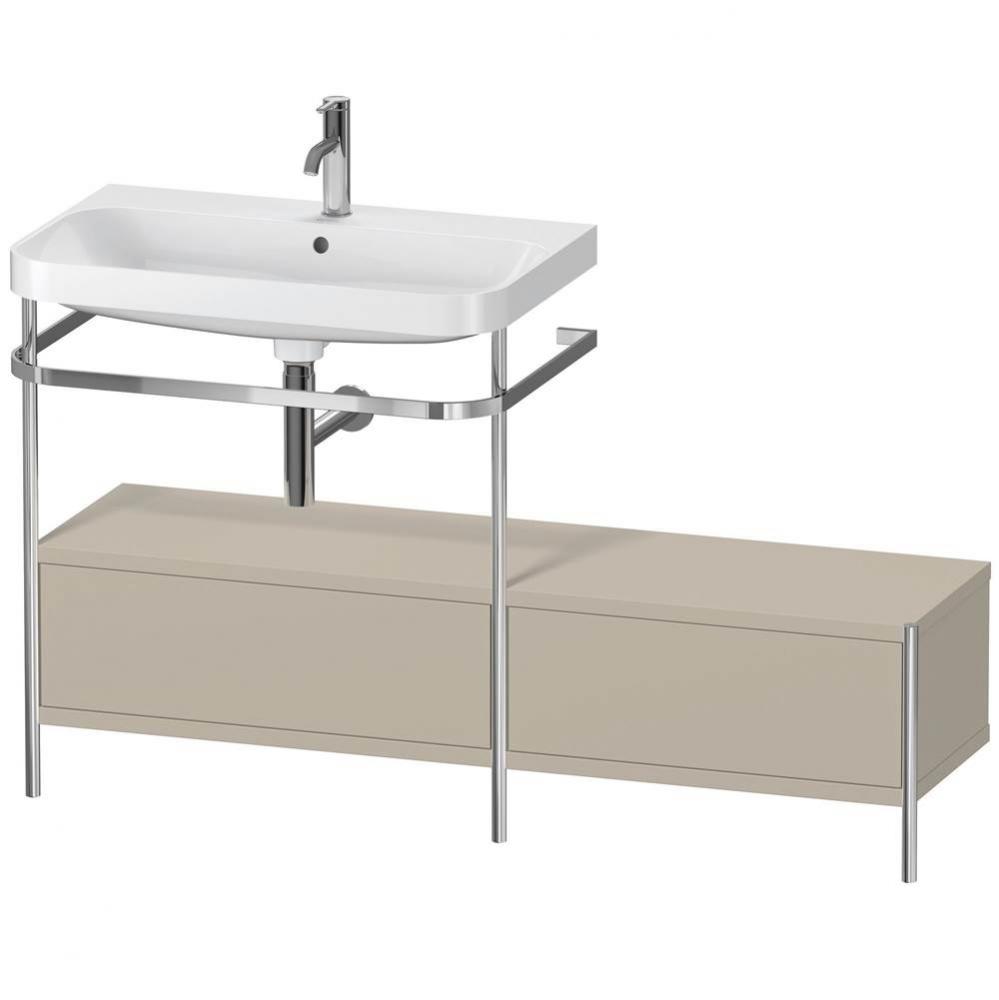 Happy D.2 Plus C-Shaped Vanity Kit with Sink and Metal Console Taupe