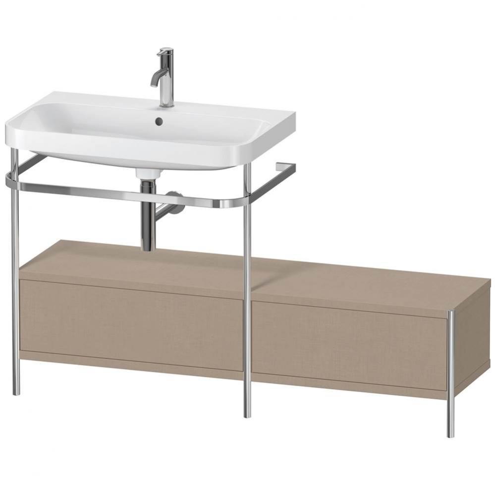 Happy D.2 Plus C-Shaped Vanity Kit with Sink and Metal Console Linen