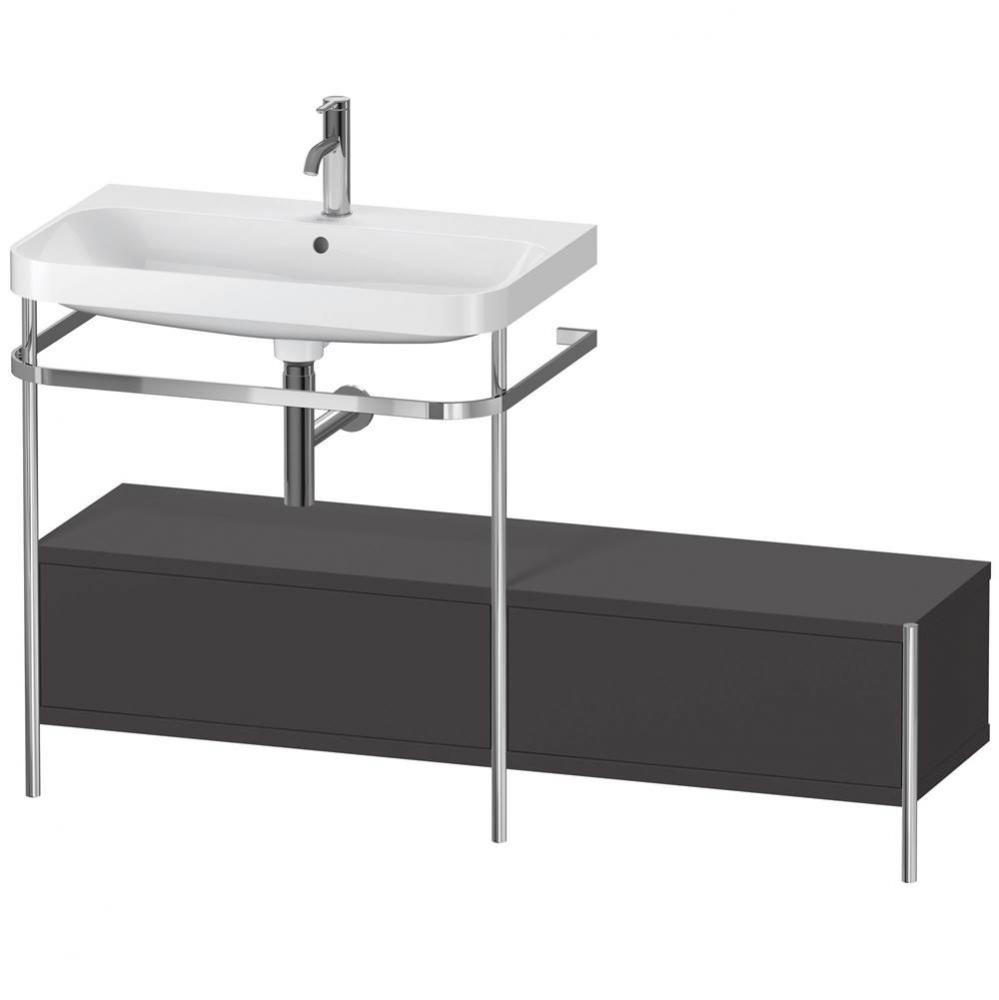 Happy D.2 Plus C-Shaped Vanity Kit with Sink and Metal Console Graphite