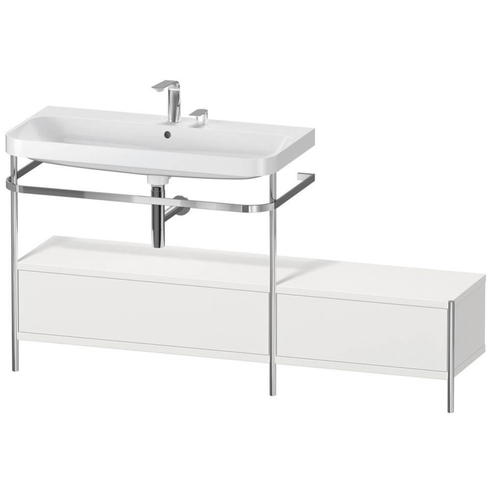 Happy D.2 Plus C-Shaped Vanity Kit with Sink and Metal Console Nordic White