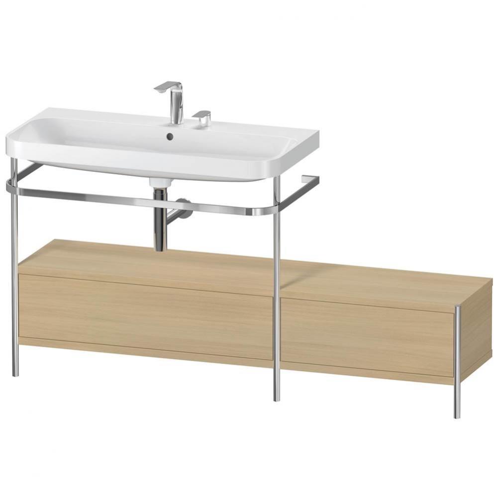 Happy D.2 Plus C-Shaped Vanity Kit with Sink and Metal Console Mediterranean Oak