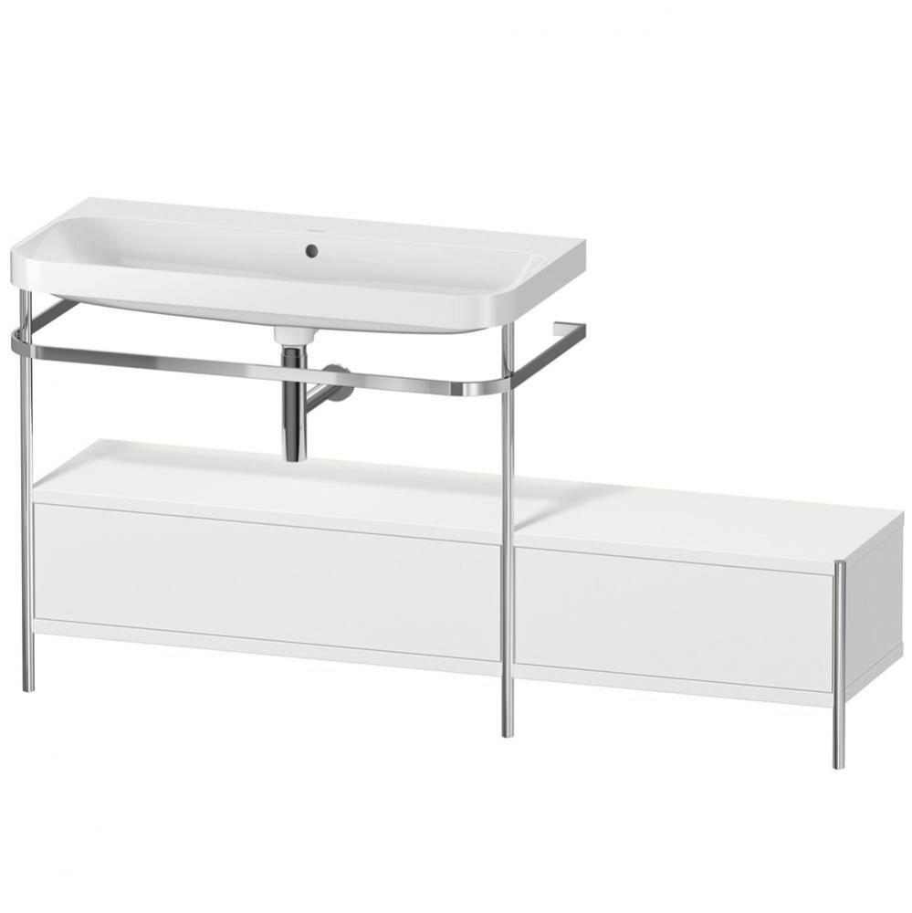 Happy D.2 Plus C-Shaped Vanity Kit with Sink and Metal Console Nordic White