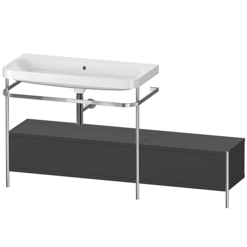 Happy D.2 Plus C-Shaped Vanity Kit with Sink and Metal Console Graphite