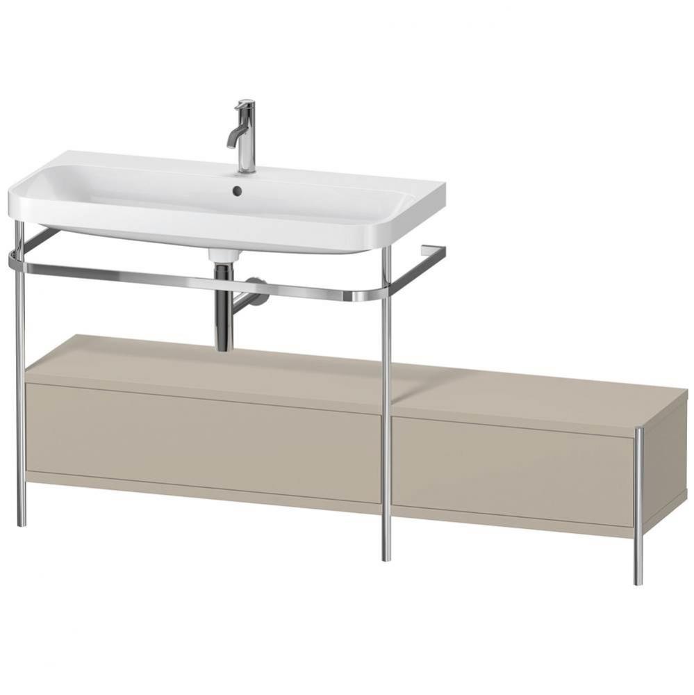 Happy D.2 Plus C-Shaped Vanity Kit with Sink and Metal Console Taupe