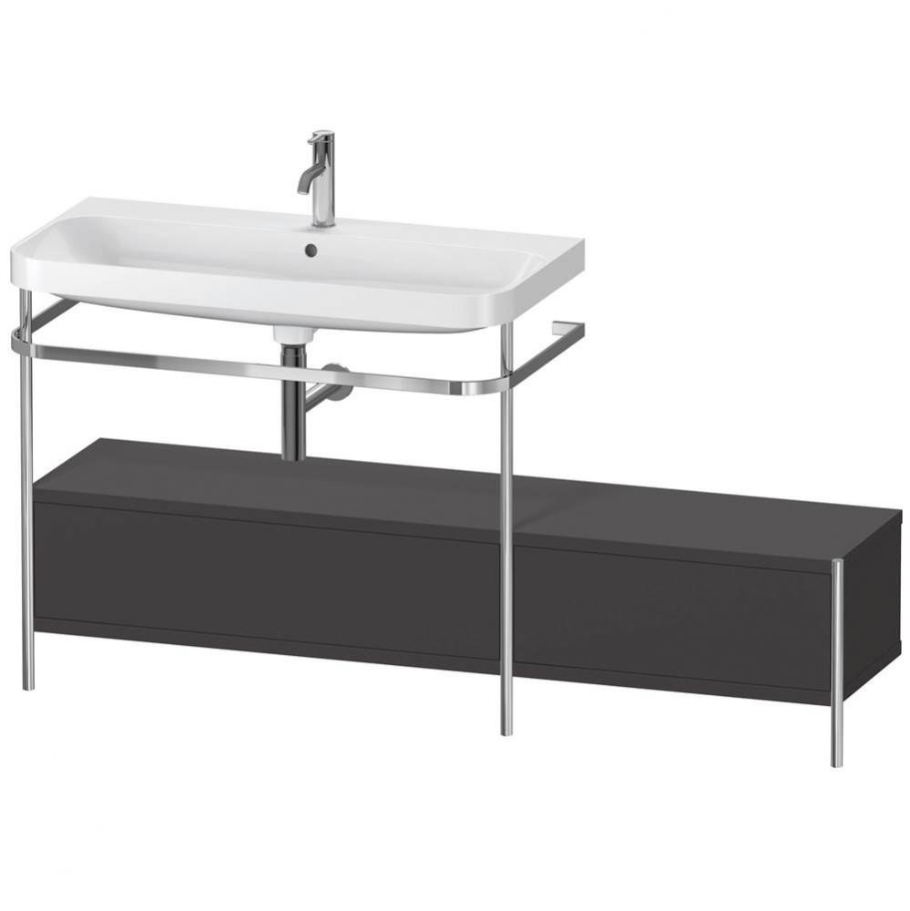 Happy D.2 Plus C-Shaped Vanity Kit with Sink and Metal Console Graphite