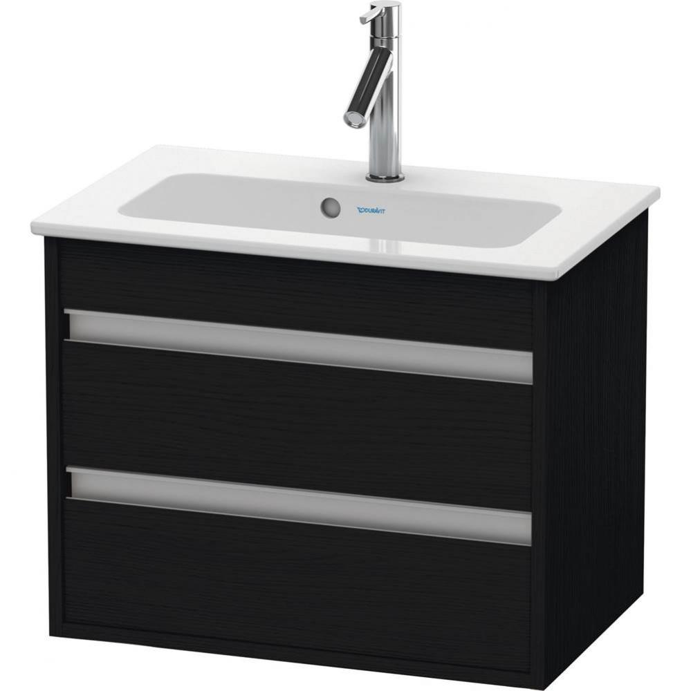 Ketho Two Drawer Wall-Mount Vanity Unit Oak Black