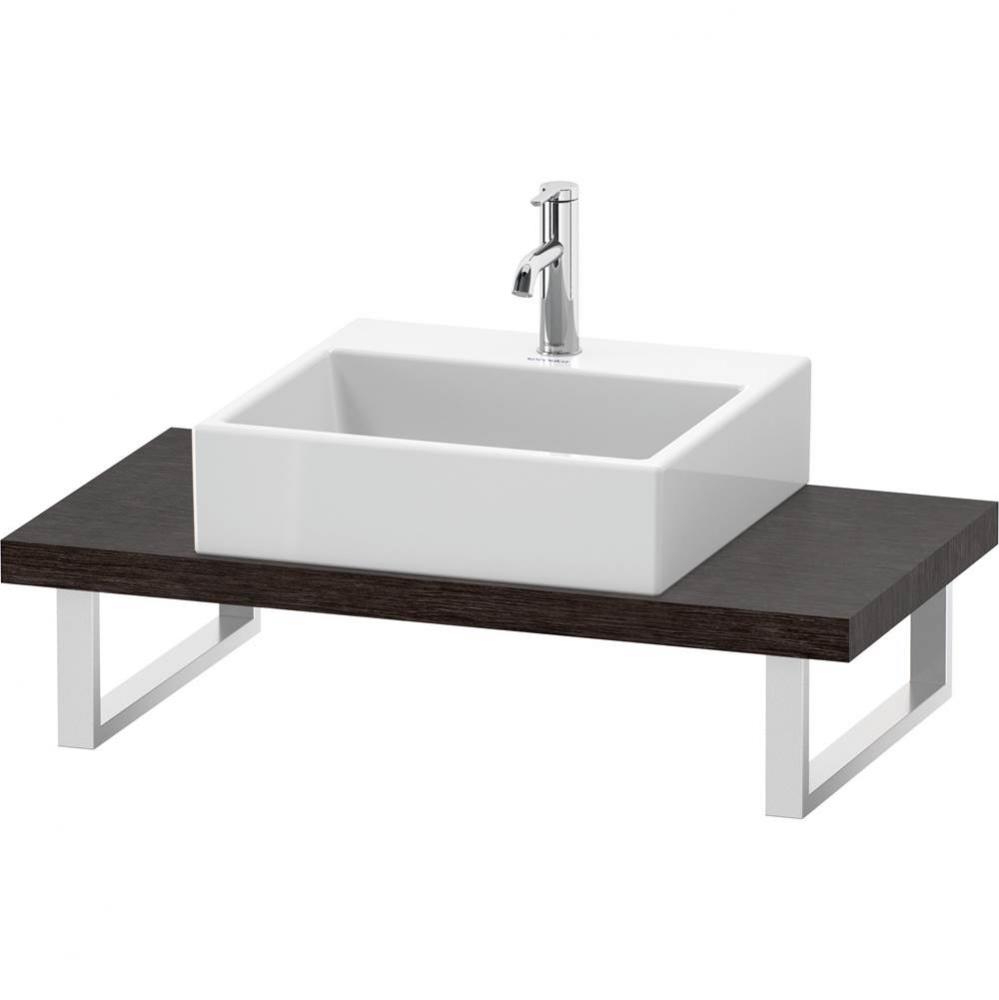 L-Cube Console with One Sink Cut-Out Dark Brushed Oak