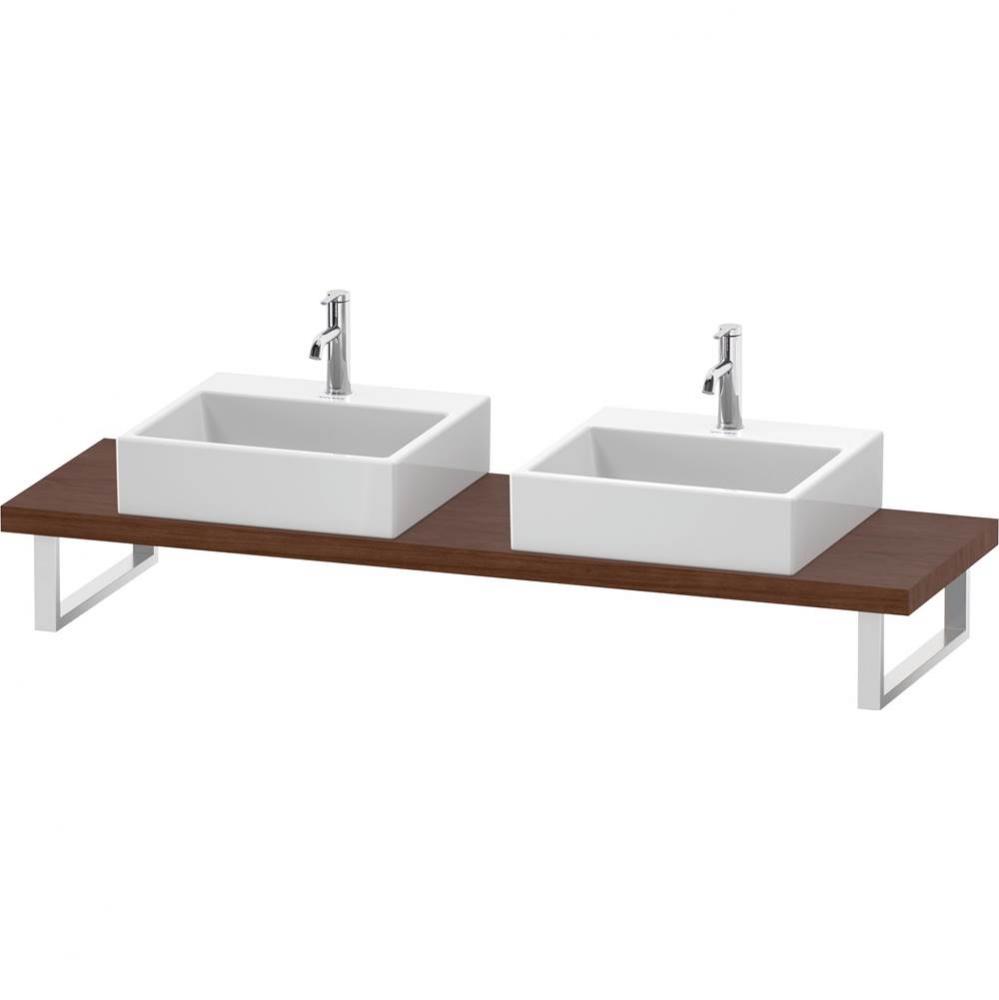 L-Cube Console with Two Sink Cut-Outs American Walnut