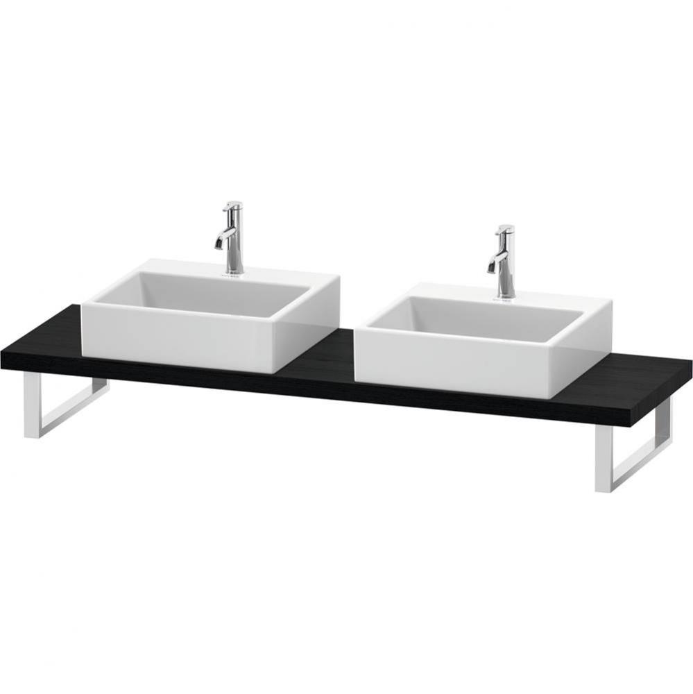 L-Cube Console with Two Sink Cut-Outs Oak Black