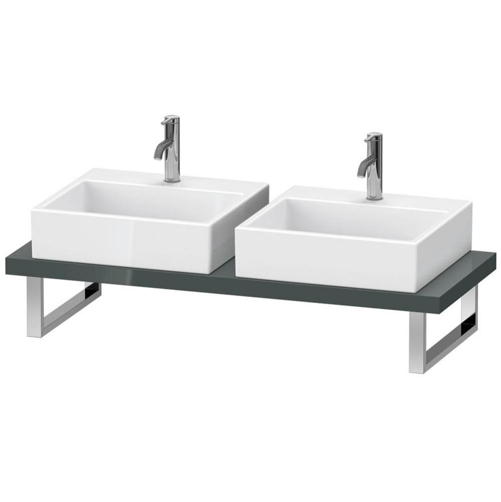 Duravit L-Cube Console with Two Sink Cut-Outs Dolomite Gray