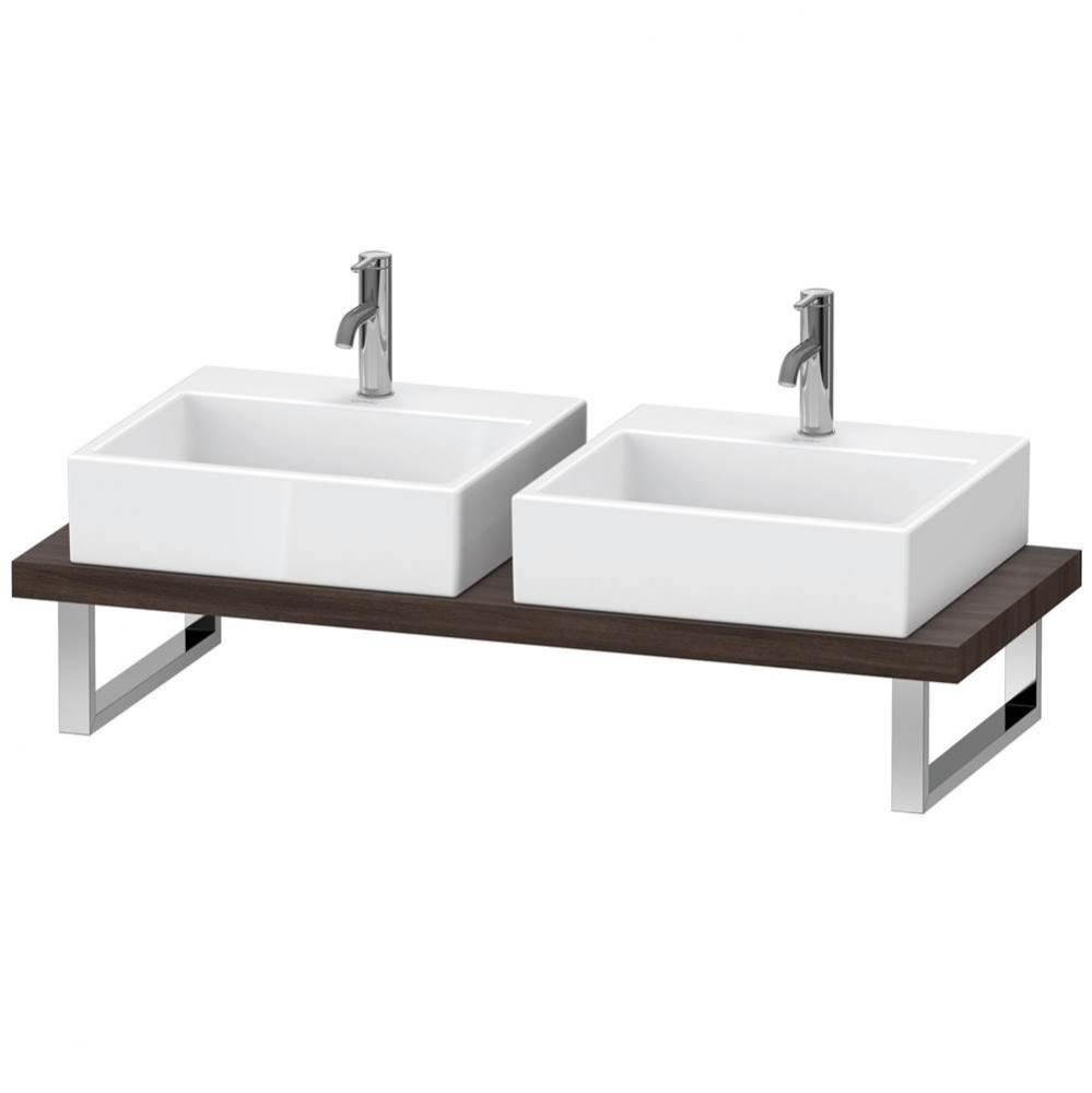 Duravit L-Cube Console with Two Sink Cut-Outs Chestnut Dark