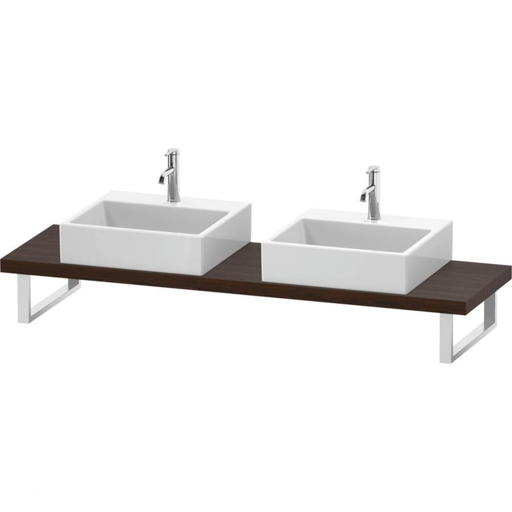 L-Cube Console with Two Sink Cut-Outs Walnut Brushed