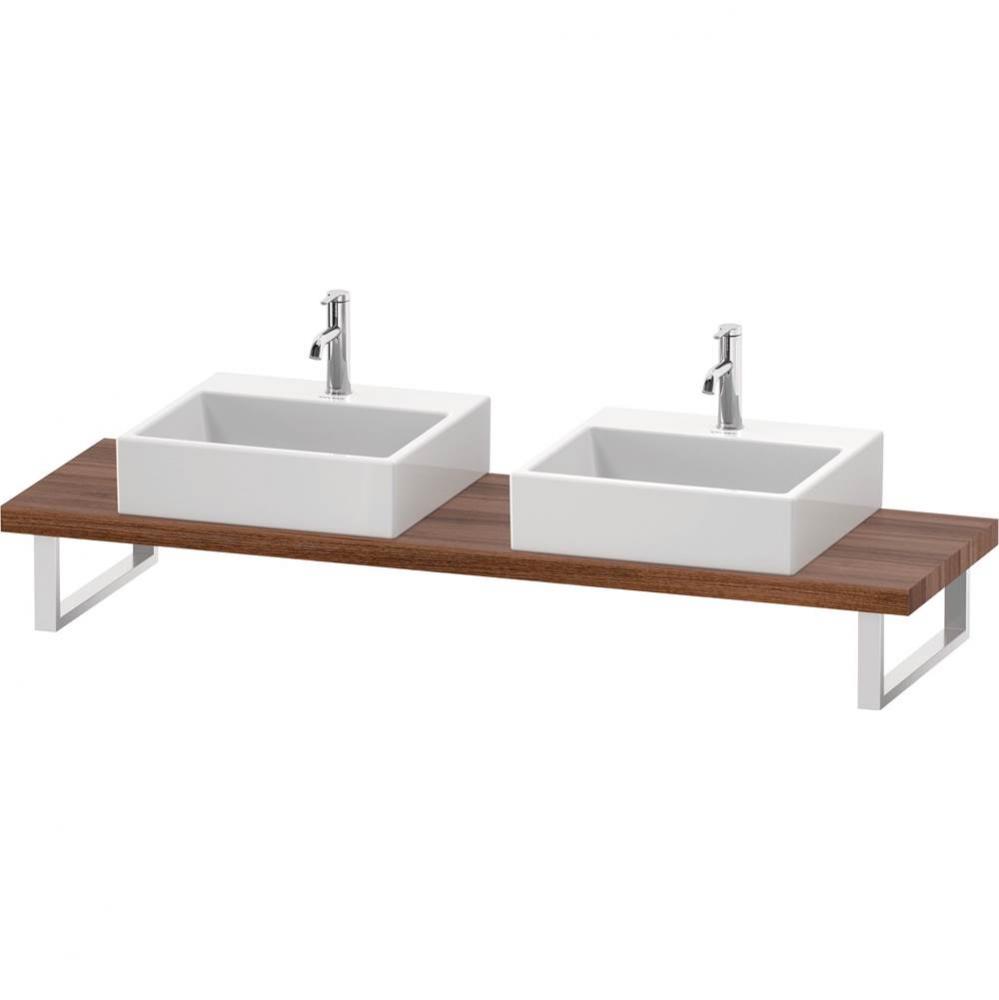 L-Cube Console with Two Sink Cut-Outs Walnut