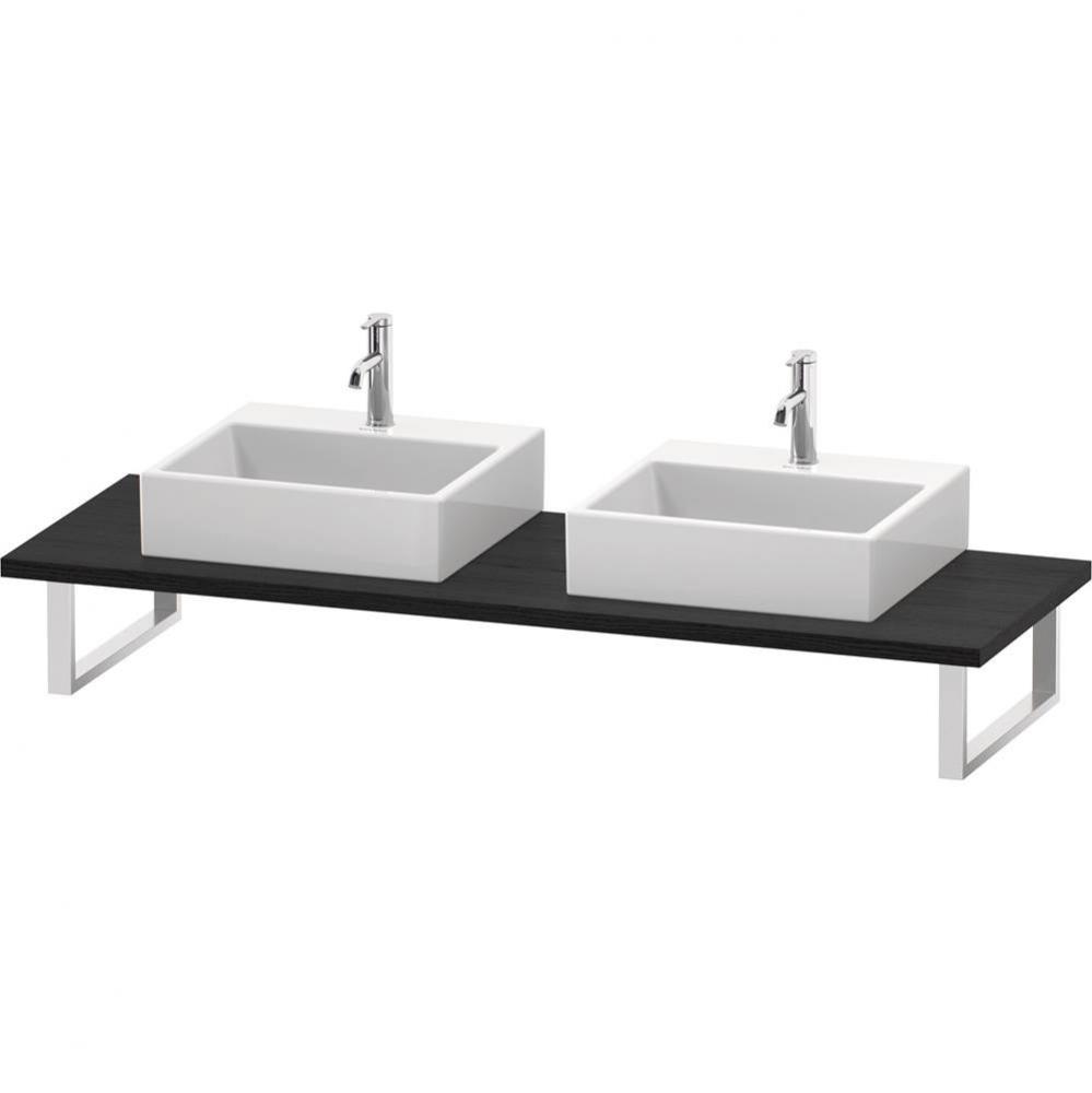 L-Cube Console with Two Sink Cut-Outs Oak Black