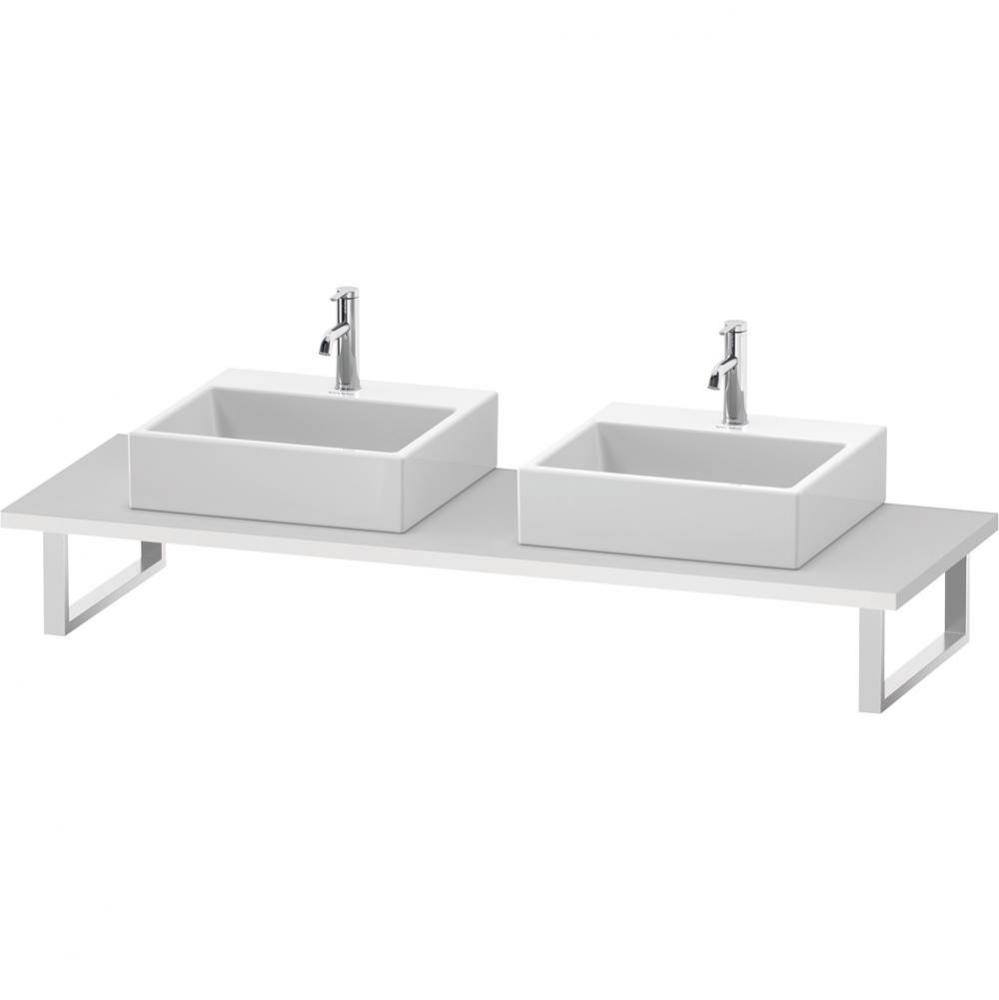 L-Cube Console with Two Sink Cut-Outs White