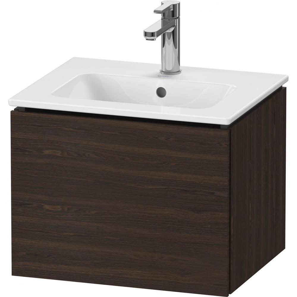 L-Cube One Drawer Wall-Mount Vanity Unit Walnut Brushed