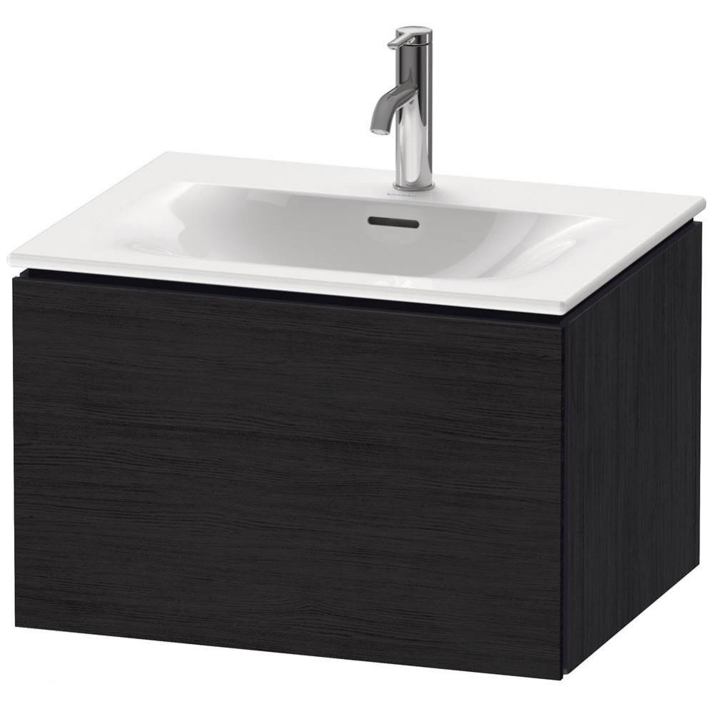 L-Cube One Drawer Wall-Mount Vanity Unit Oak Black