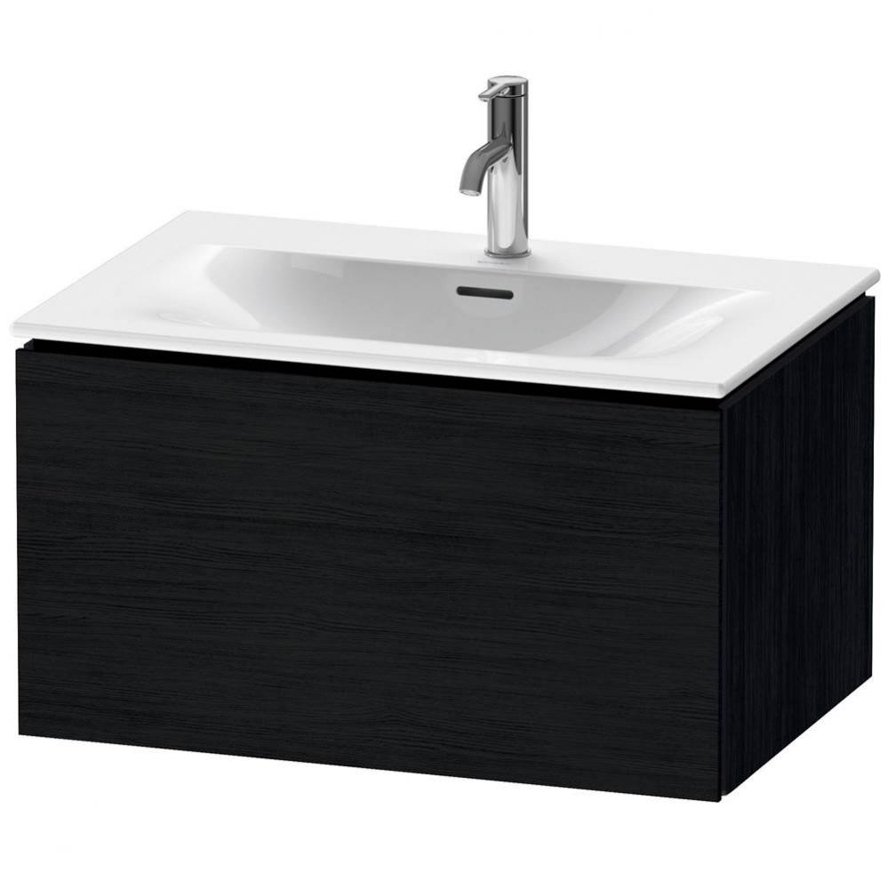 L-Cube One Drawer Wall-Mount Vanity Unit Oak Black