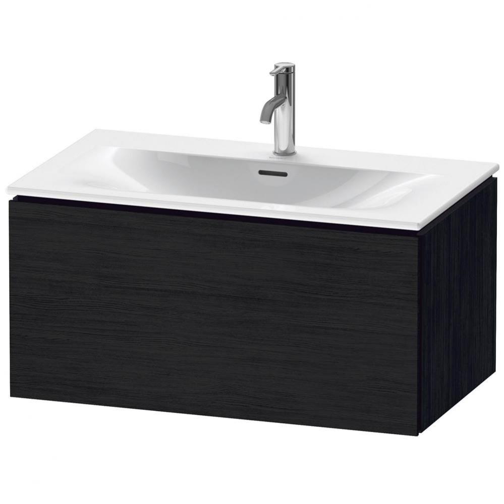 L-Cube One Drawer Wall-Mount Vanity Unit Oak Black