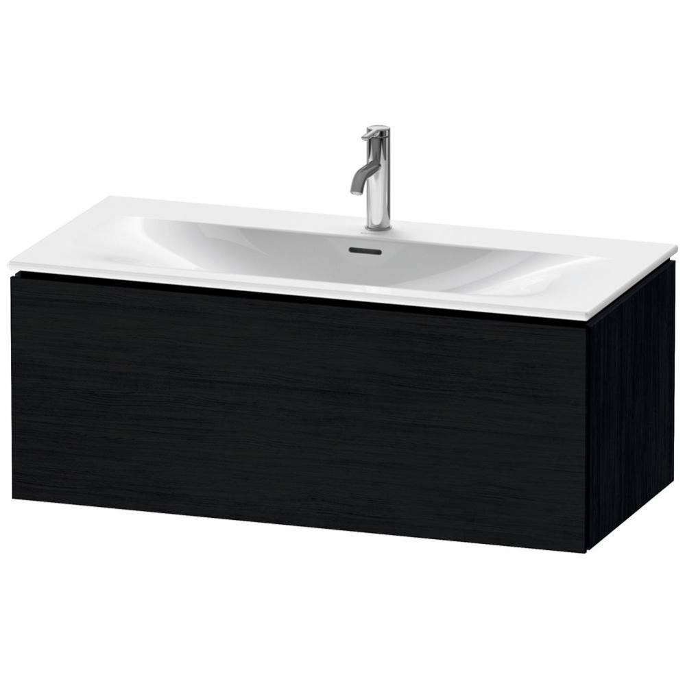 L-Cube One Drawer Wall-Mount Vanity Unit Oak Black