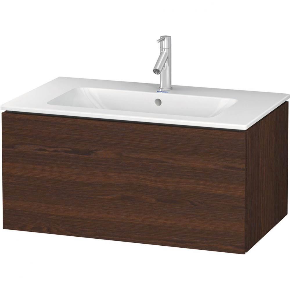 L-Cube One Drawer Wall-Mount Vanity Unit Walnut Brushed