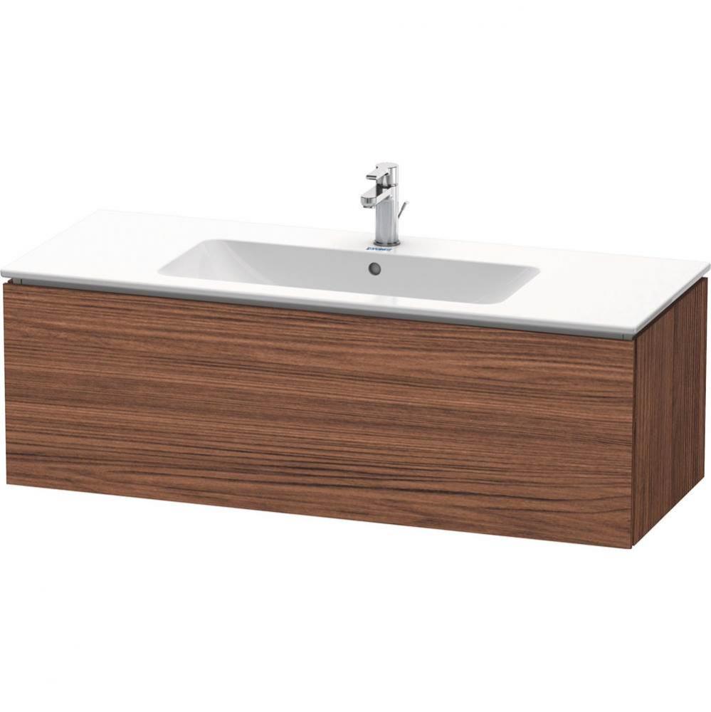 L-Cube One Drawer Wall-Mount Vanity Unit Walnut Dark