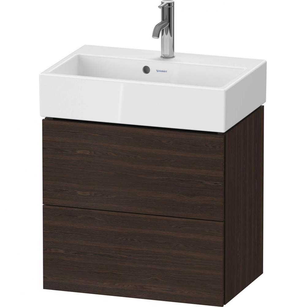 L-Cube Two Drawer Wall-Mount Vanity Unit Walnut Brushed