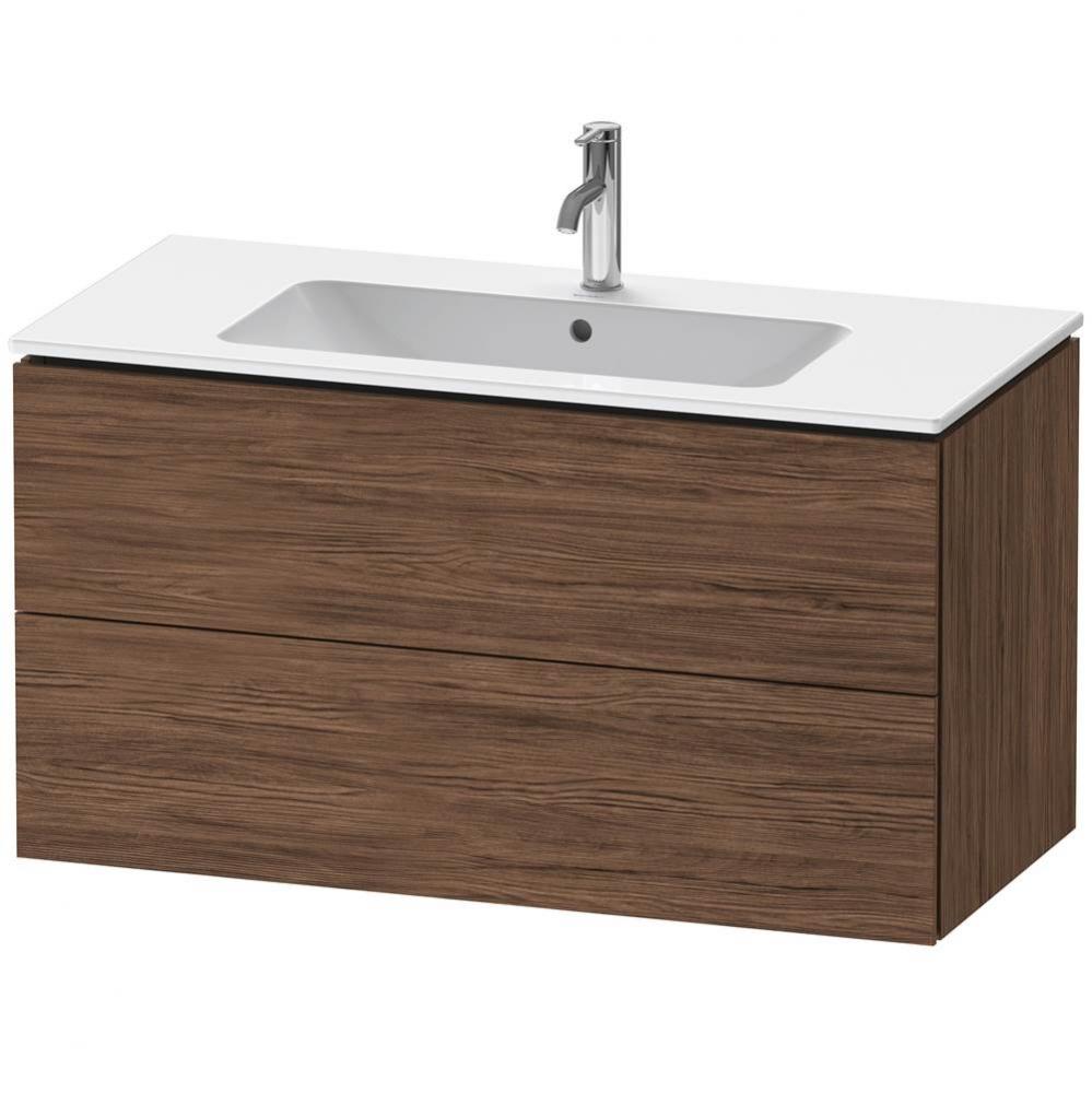 L-Cube Two Drawer Wall-Mount Vanity Unit Walnut Dark