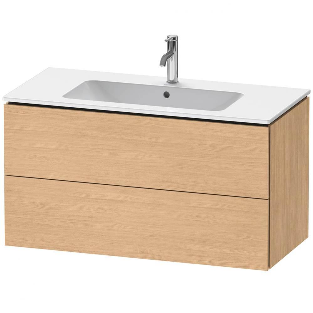 L-Cube Two Drawer Wall-Mount Vanity Unit Natural Oak