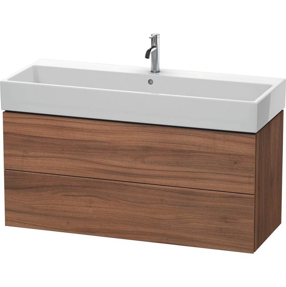 L-Cube Two Drawer Wall-Mount Vanity Unit Walnut