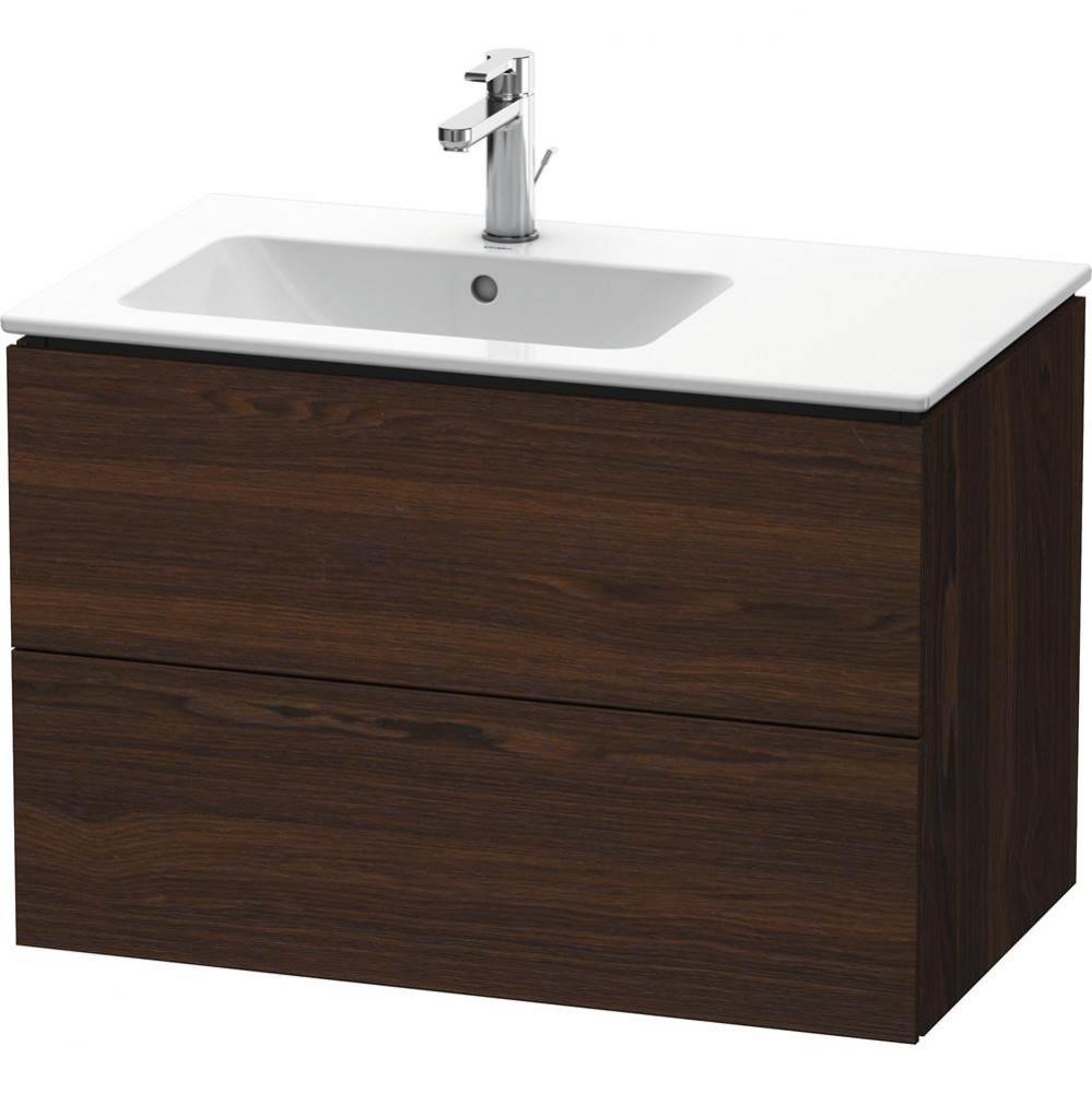 L-Cube Two Drawer Wall-Mount Vanity Unit Walnut Brushed