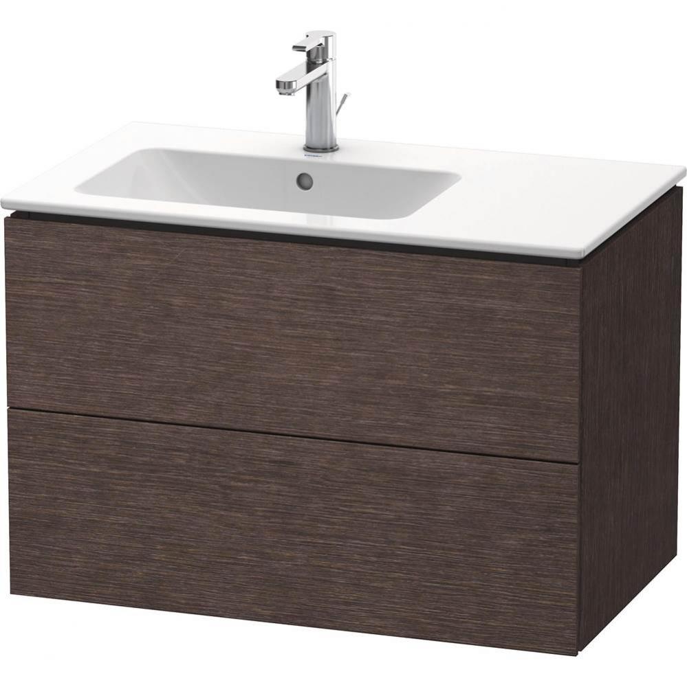 L-Cube Two Drawer Wall-Mount Vanity Unit Dark Brushed Oak