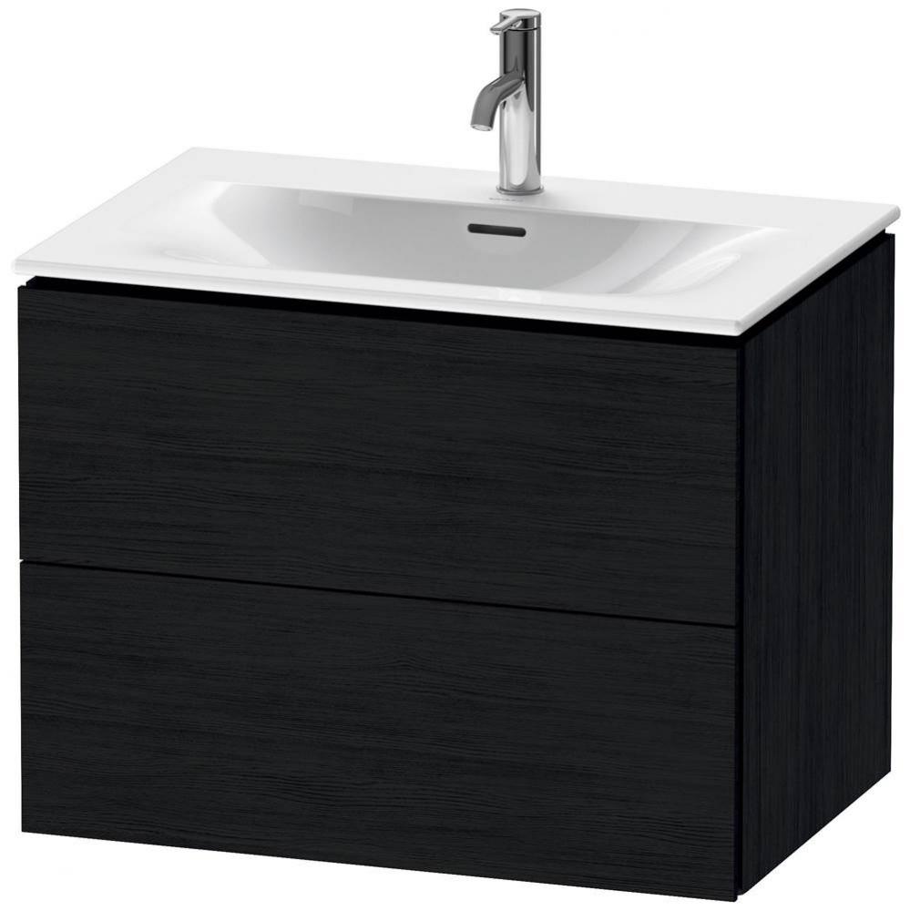 L-Cube Two Drawer Wall-Mount Vanity Unit Oak Black