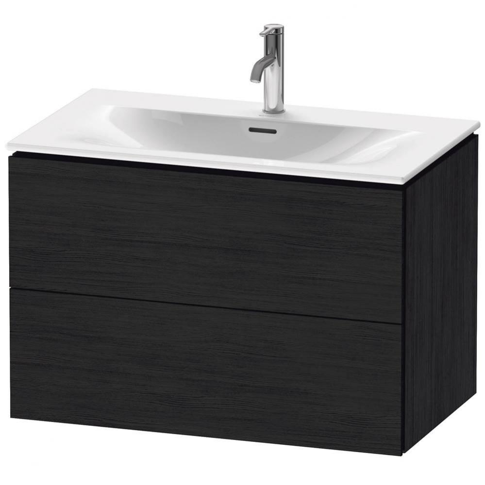 L-Cube Two Drawer Wall-Mount Vanity Unit Oak Black