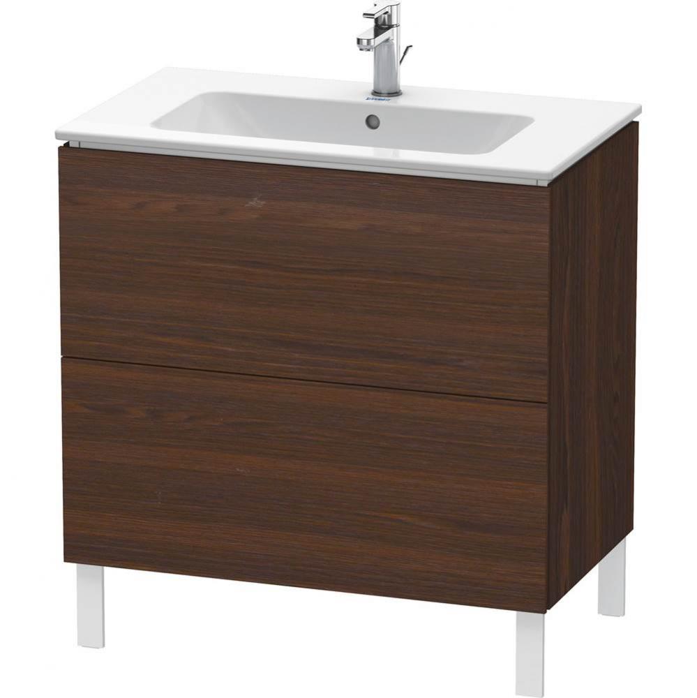 L-Cube Two Drawer Floorstanding Vanity Unit Walnut Brushed