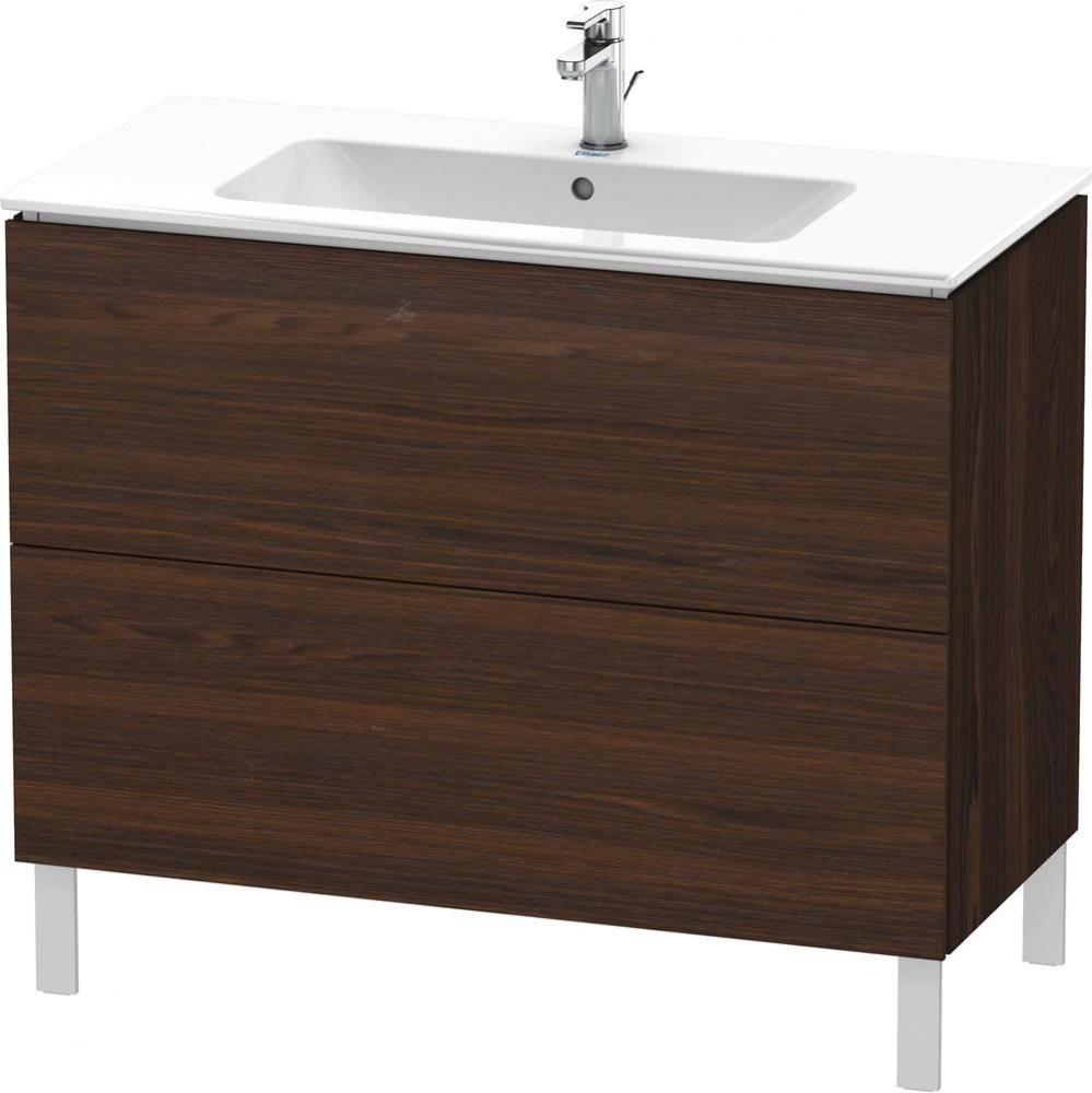 L-Cube Two Drawer Floorstanding Vanity Unit Walnut Brushed