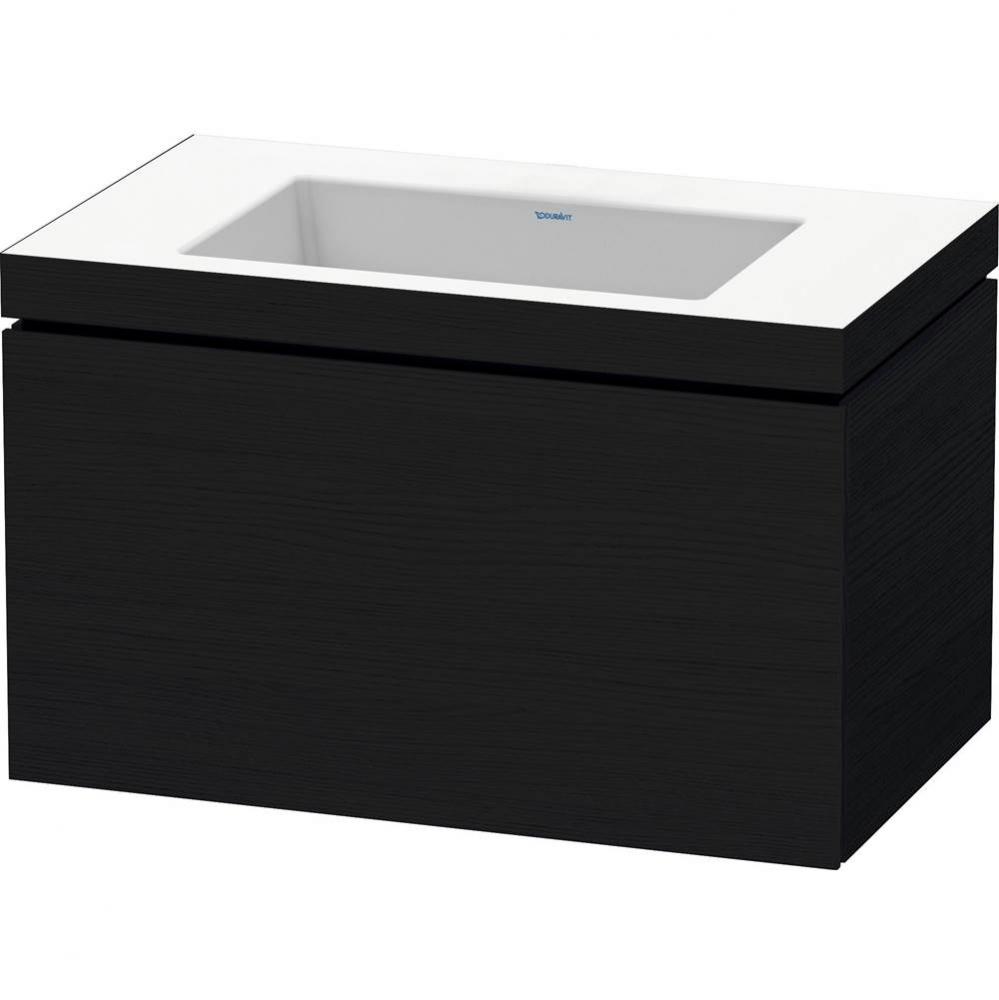 L-Cube One Drawer C-Bonded Wall-Mount Vanity Kit Oak Black