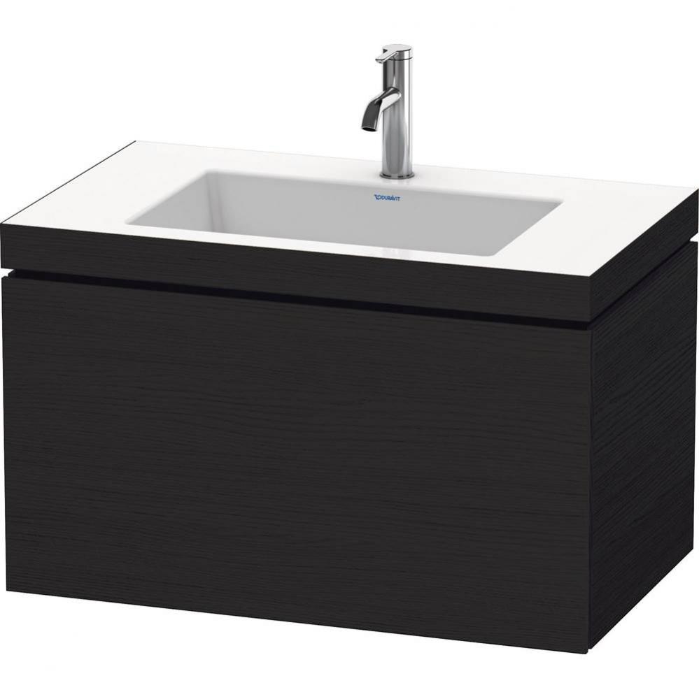 L-Cube One Drawer C-Bonded Wall-Mount Vanity Kit Oak Black