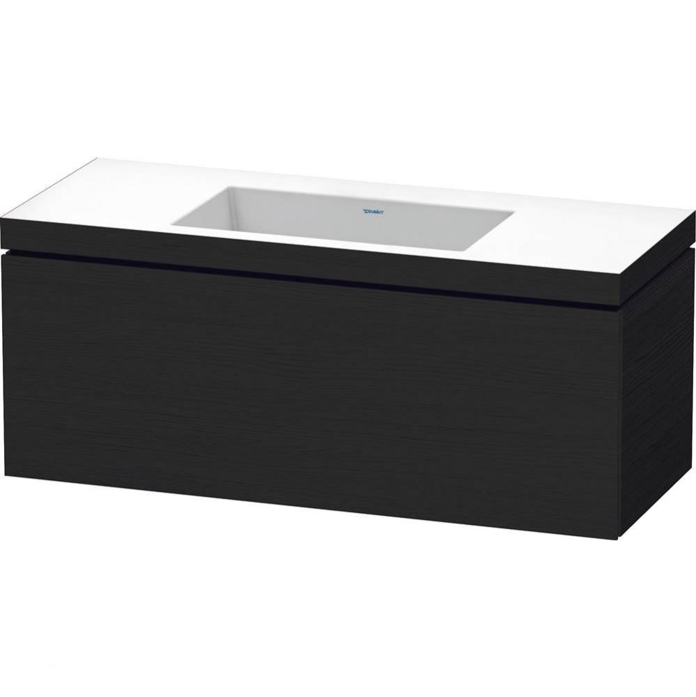 L-Cube One Drawer C-Bonded Wall-Mount Vanity Kit Oak Black