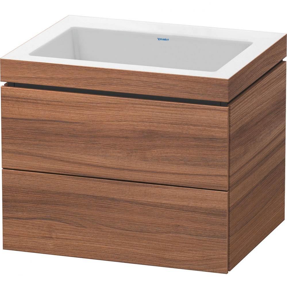 L-Cube Two Drawer C-Bonded Wall-Mount Vanity Kit Walnut