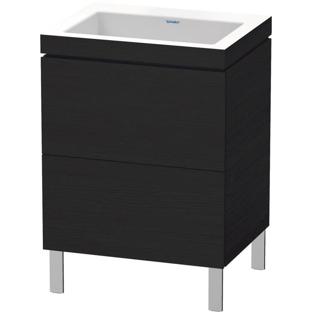 L-Cube Two Drawer C-Bonded Floorstanding Vanity Kit Oak Black